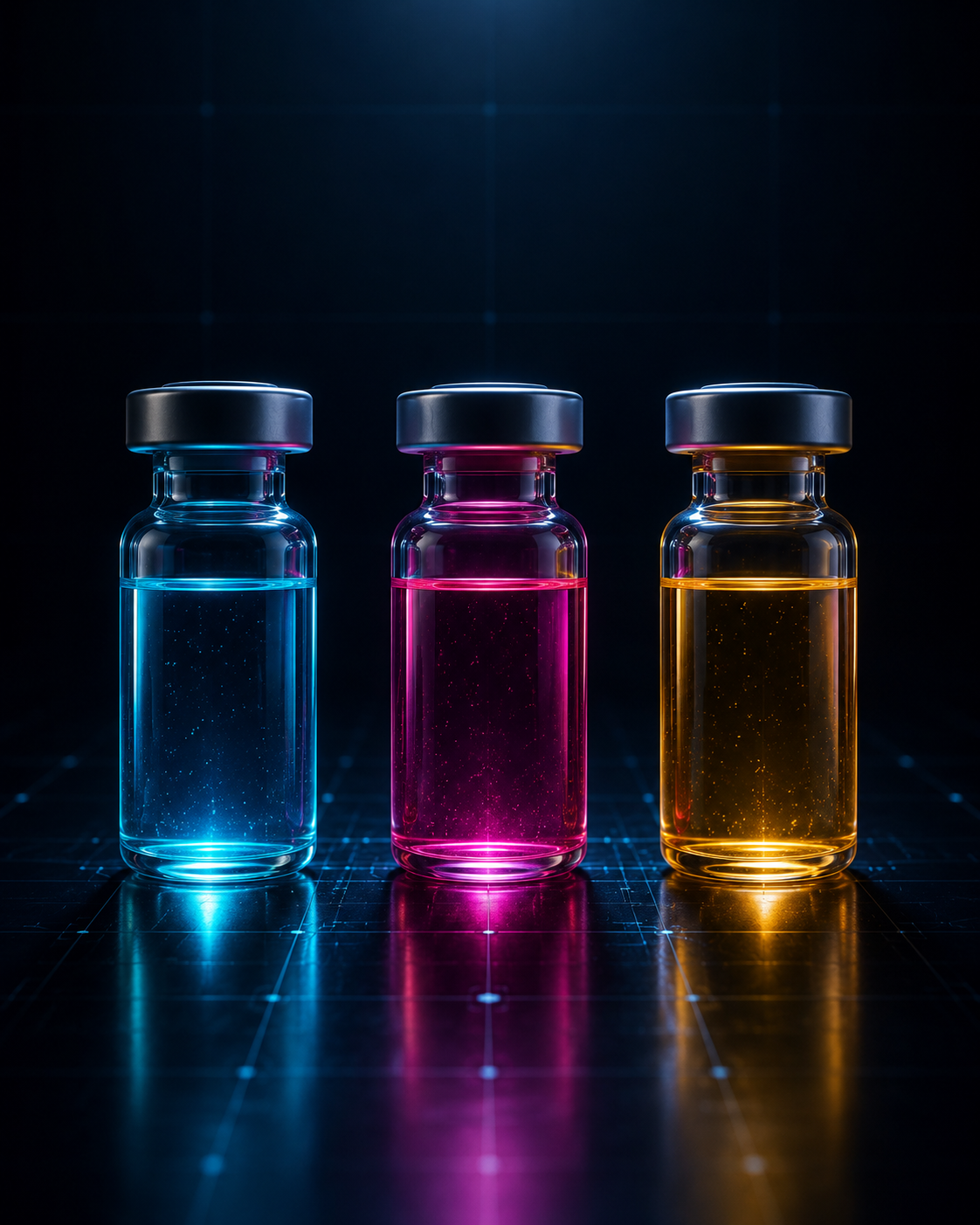 Trio de vials neon — Diamond Peptides